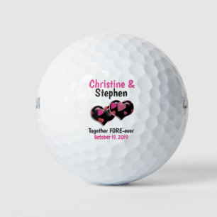 Pelotas De Golf Negro Rosa Dos Corazones Se Unió Al Favor De La Bo