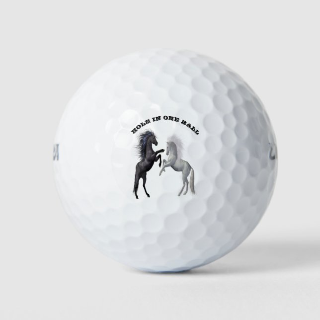 Pelotas De Golf Negro y un caballo blanco que pelean (Anverso)