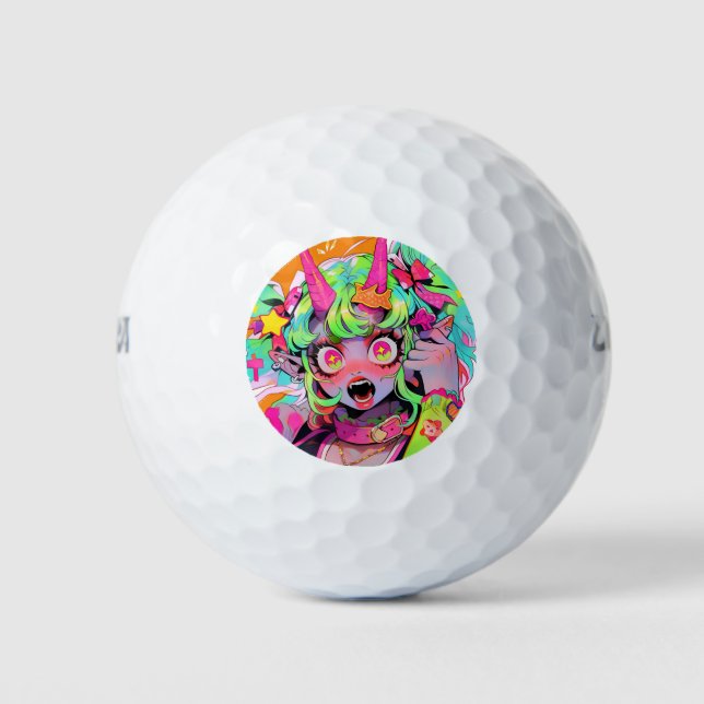 Pelotas De Golf Neon Chaos Demon Chica Expression (Anverso)
