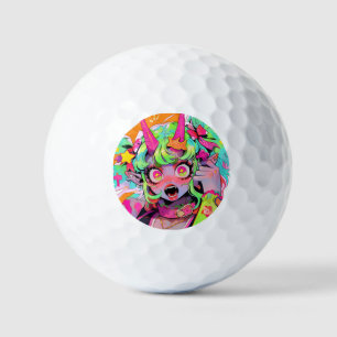 Pelotas De Golf Neon Chaos Demon Chica Expression