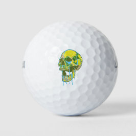 Pelotas De Golf Neon Dripping Skull Illustration – Bold Grunge Art