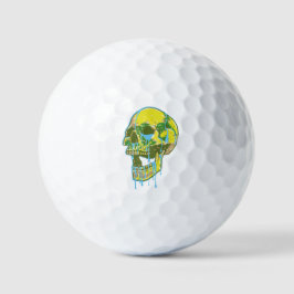 Pelotas De Golf Neon Dripping Skull Illustration – Bold Grunge Art