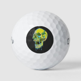Pelotas De Golf Neon Dripping Skull Illustration – Bold Grunge Art
