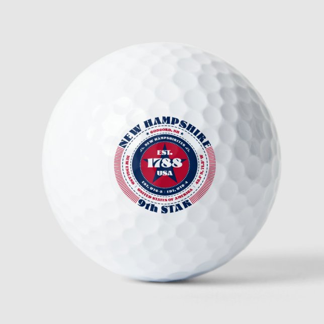 Pelotas De Golf New Hampshire Stathood Patriotic Gift Golf Balls (Anverso)