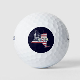 Pelotas De Golf New York State Estados Unidos Retro Map Vintage US