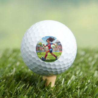Pelotas De Golf Niña de dibujos animados linda jugando fútbol