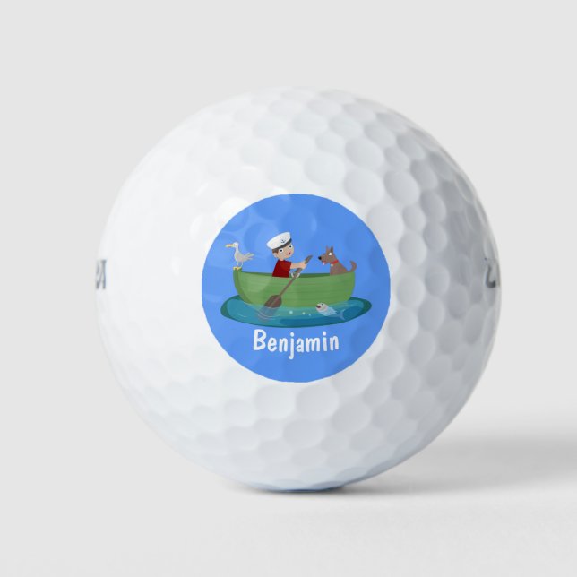 Pelotas De Golf Niño pequeño marinero y personalizado de un bote d (Anverso)