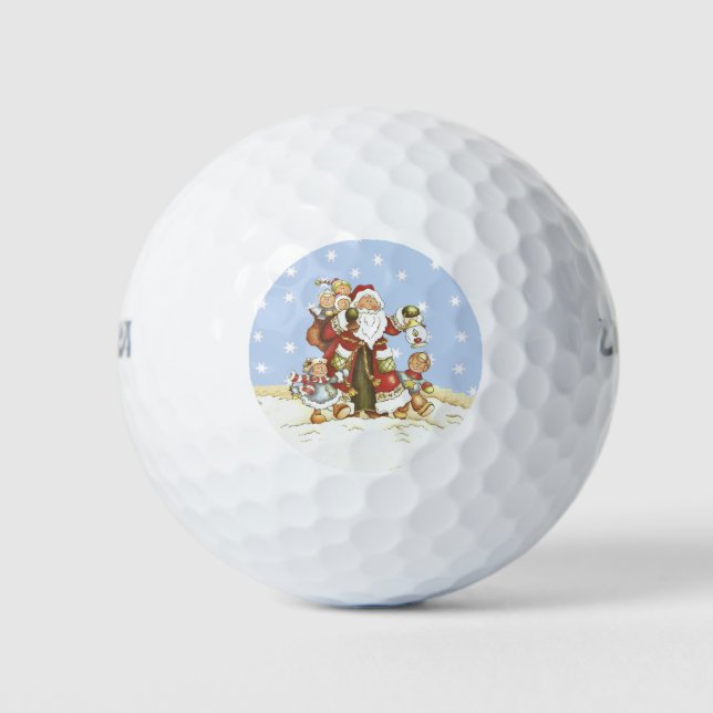 Pelotas De Golf Niños Navidades de Arte Cute Santa Folk (Anverso)