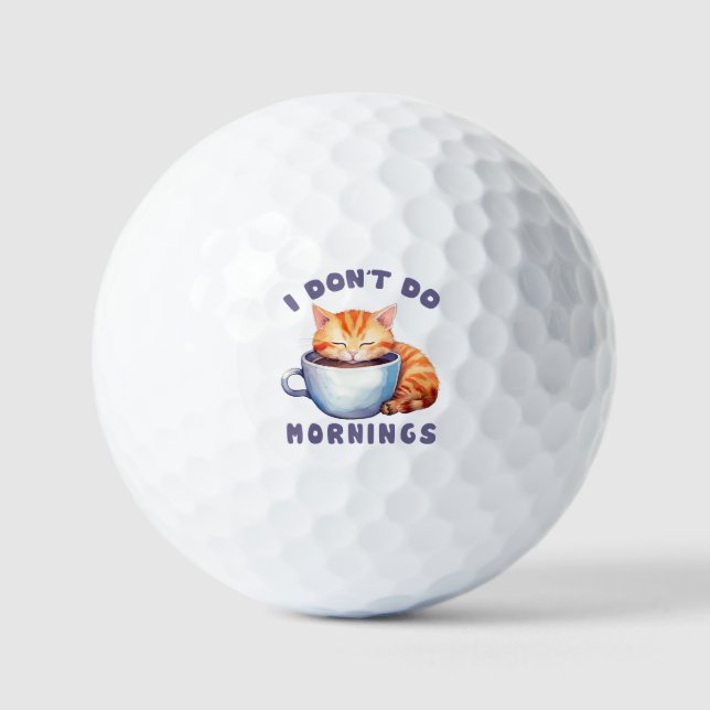 Pelotas De Golf No hago mañanas - un gato Naranja con café. (Anverso)