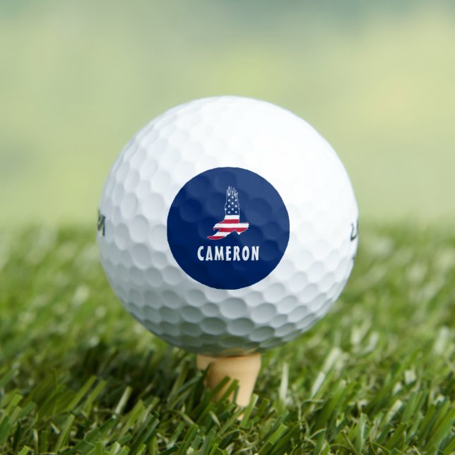 Pelotas De Golf Nombre Bandera De Estados Unidos Águila América 4  (Camiseta in situ)