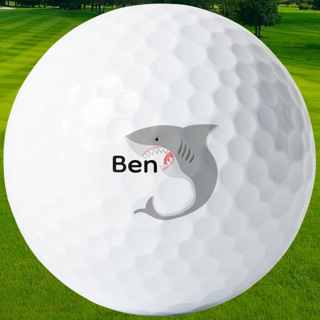 Pelotas De Golf Nombre de alimentación personalizada de tiburón (Make a splash on the course with custom golf balls featuring a fierce shark chomping your name.)