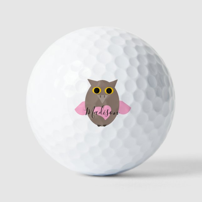 Pelotas De Golf Nombre de búho rosado (Anverso)