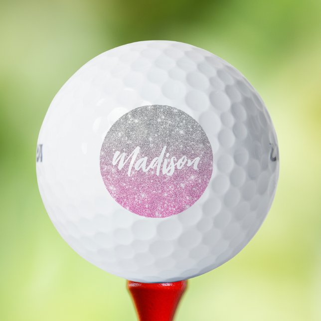 Pelotas De Golf Nombre de caligrafía de Purpurina rosado rosado de (Subido por el creador)