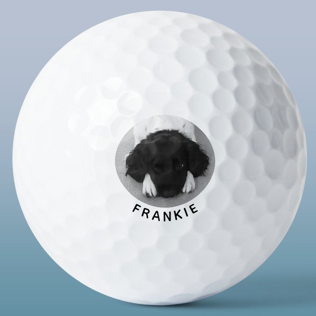 Pelotas De Golf Nombre de foto de perro Mascota personalizado (Personalized name dog photo golf ball)