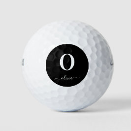 Pelotas De Golf Nombre de guión de monograma personalizado en blan