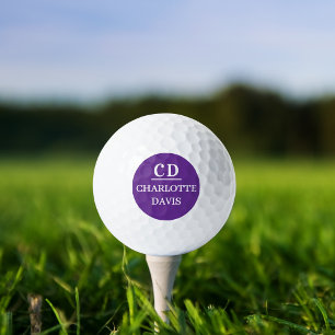 Pelotas De Golf Nombre de las iniciales del monograma púrpura