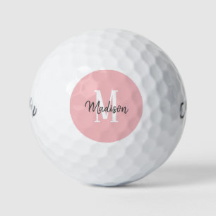 Pelotas De Golf Nombre de monograma de guión rosa de Rubor de Lady