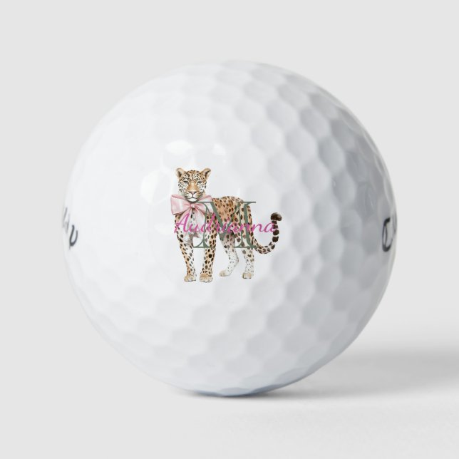 Pelotas De Golf Nombre de Monograma de Leopardo (Anverso)