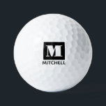Pelotas De Golf Nombre de monograma de letra inicial negrita perso<br><div class="desc">Bolas de golf personalizadas impresas con un nombre o texto personalizado en un tipo de letra en negrita y letra serif y un sencillo monograma de golf moderno. Cualquier jugador de golf apreciaría el aspecto atrevido y moderno de este regalo de bola de personalizado monogramado.</div>
