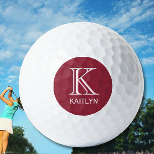 Pelotas De Golf Nombre de monograma femenino colorido de 3 capas