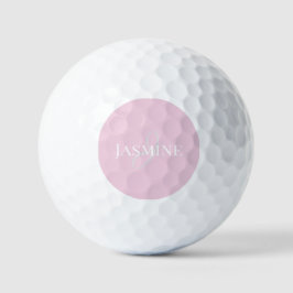Pelotas De Golf Nombre de Monograma Rosa Claro Blanco Elegante Fem