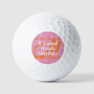 Pelotas De Golf Nombre de monograma rosa divertido