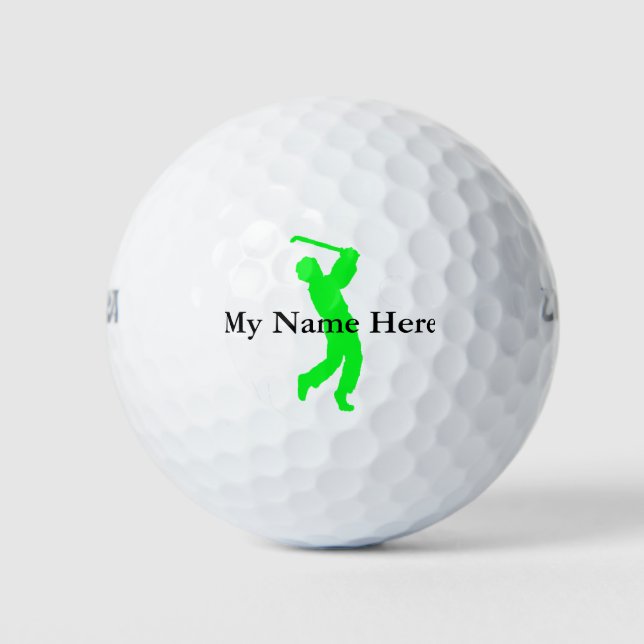 Pelotas De Golf Nombre de Silhouette de Green Golfer (Anverso)