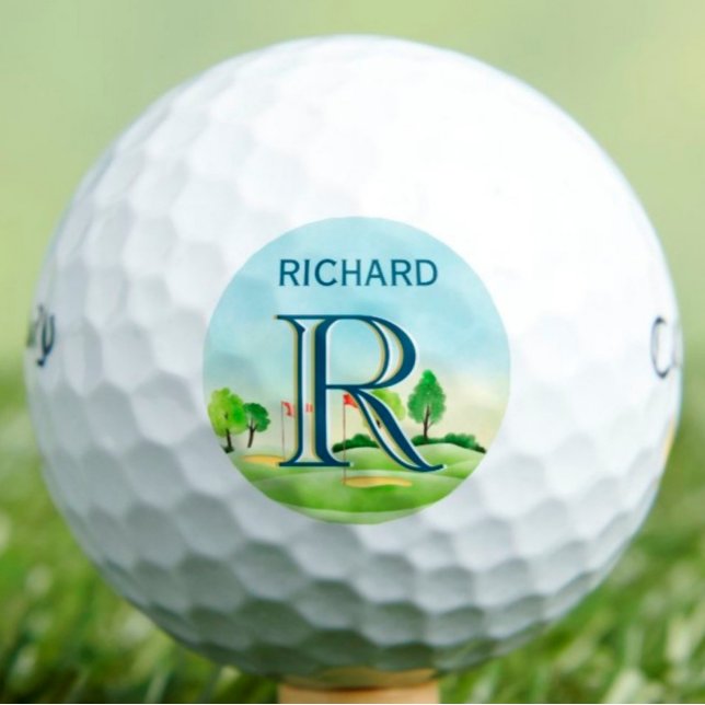 Pelotas De Golf Nombre del curso panorámico monograma del personal (Subido por el creador)