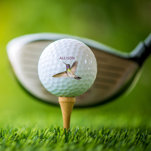 Pelotas De Golf Nombre del Monograma de Flying Hummingbird