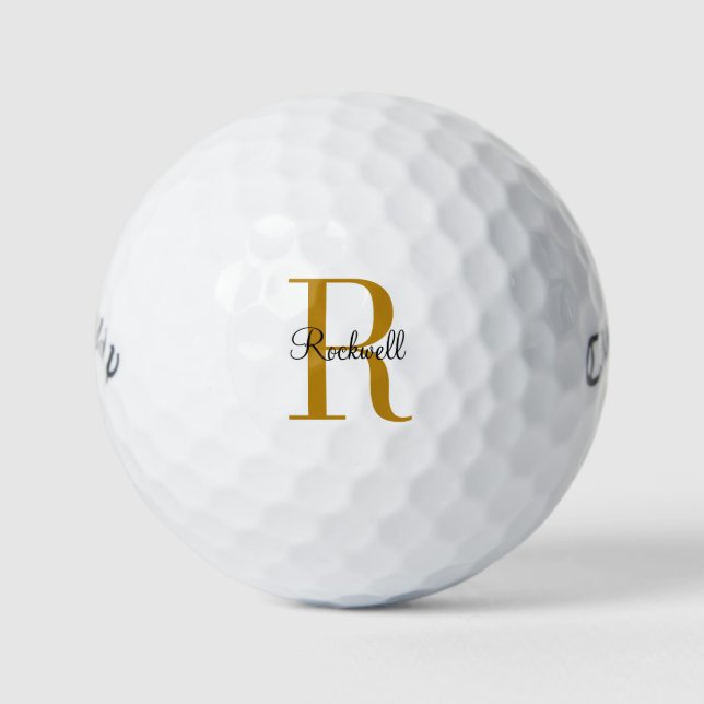 Pelotas De Golf Nombre del Monograma de Oro Personalizado Ball de  (Anverso)