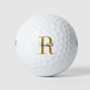 Pelotas De Golf Nombre del Monograma de Oro Personalizado Inicial