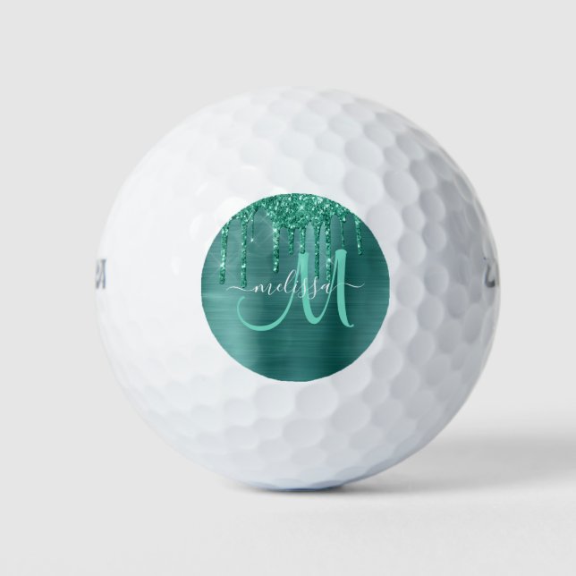 Pelotas De Golf Nombre del Purpurina de goteo Metalizado cepillado (Anverso)