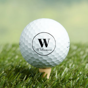 Pelotas De Golf Nombre inicial del personalizado de script negro p