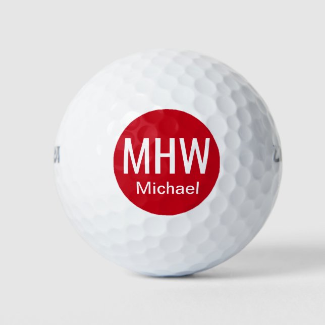 Pelotas De Golf Nombre inicial rojo (Anverso)