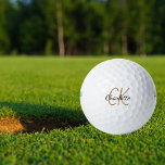 Pelotas De Golf Nombre minimalista de las iniciales del monograma<br><div class="desc">Fondo blanco,  texto dorado y negro. Personalice y agregue sus iniciales y nombre de monograma. Tanto para él como para ella. El nombre está escrito con una escritura de estilo con letras a mano moderna.</div>