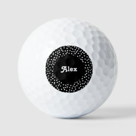 Pelotas De Golf Nombre moderno punto de Polka Cute negro y blanco