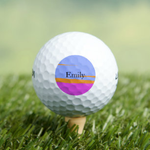 Pelotas De Golf Nombre personalizado azul claro del Naranja rosa v
