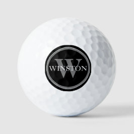 Pelotas De Golf Nombre personalizado blanco negro monogramado