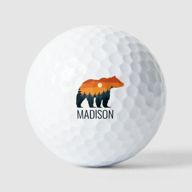 Pelotas De Golf Nombre personalizado Bosque de oso (Anverso)
