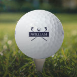 Pelotas De Golf Nombre personalizado Clubes azules de la Marina<br><div class="desc">Personalice el nombre para crear un gran regalo y mantener el golf. Diseñado por Thisisnotme©</div>