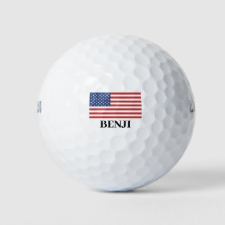Pelotas De Golf Nombre personalizado con una bandera estadounidens