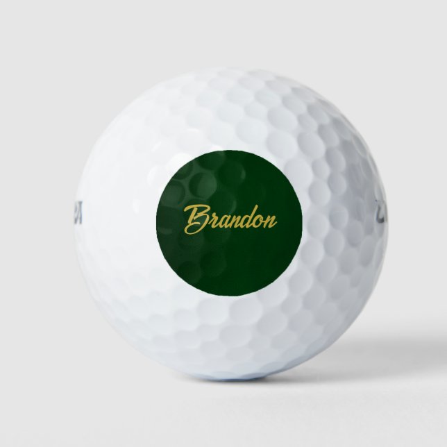 Pelotas De Golf Nombre personalizado cuero verde (Anverso)