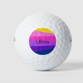 Pelotas De Golf Nombre personalizado de diseño vibrante contemporá
