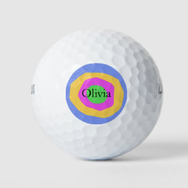 Pelotas De Golf Nombre personalizado de diseño vibrante contemporá