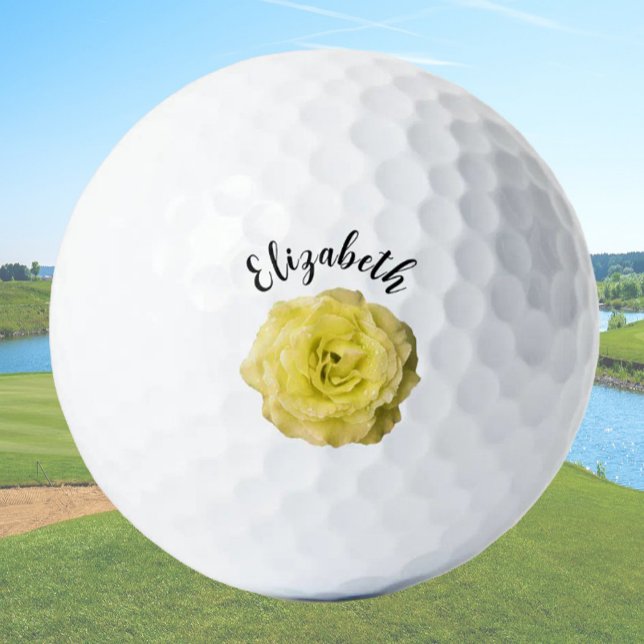 Pelotas De Golf nombre personalizado de flor de rosa amarillo boni (Subido por el creador)