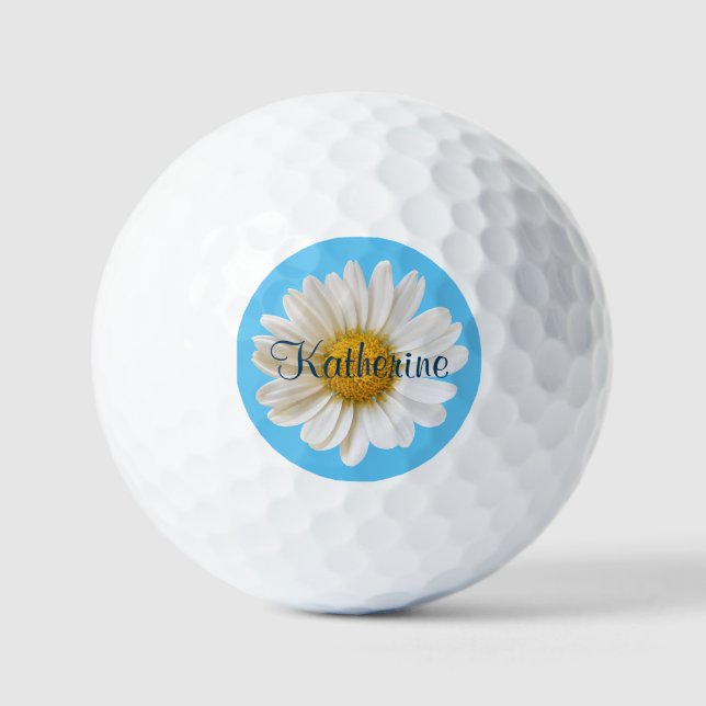 Pelotas De Golf Nombre personalizado de fondo azul cielo azul de m (Anverso)