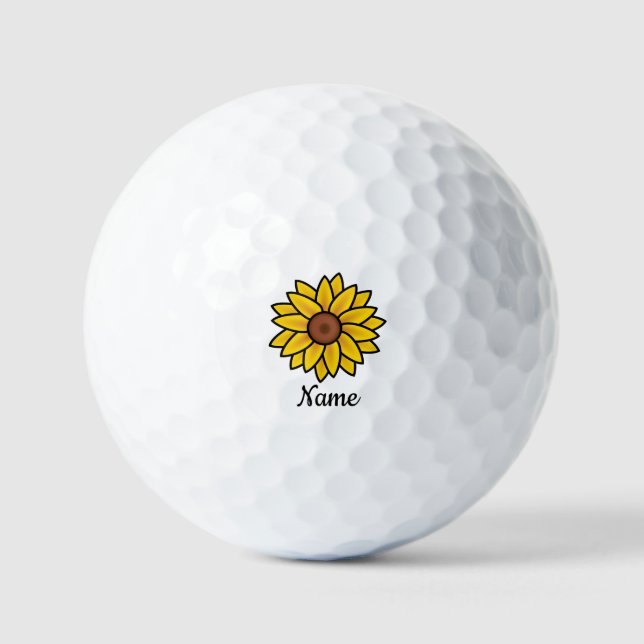 Pelotas De Golf Nombre personalizado de girasol personalizado (Anverso)