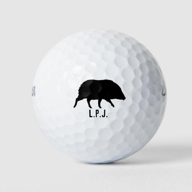 Pelotas De Golf Nombre personalizado de Javelina Silhouette (Anverso)