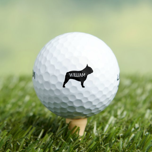 Pelotas De Golf Nombre personalizado de la silueta de Bulldog fran (Camiseta in situ)