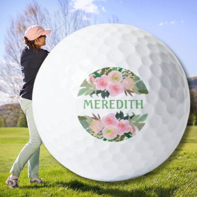 Pelotas De Golf Nombre personalizado de las bonitas flores rosas a (Subido por el creador)